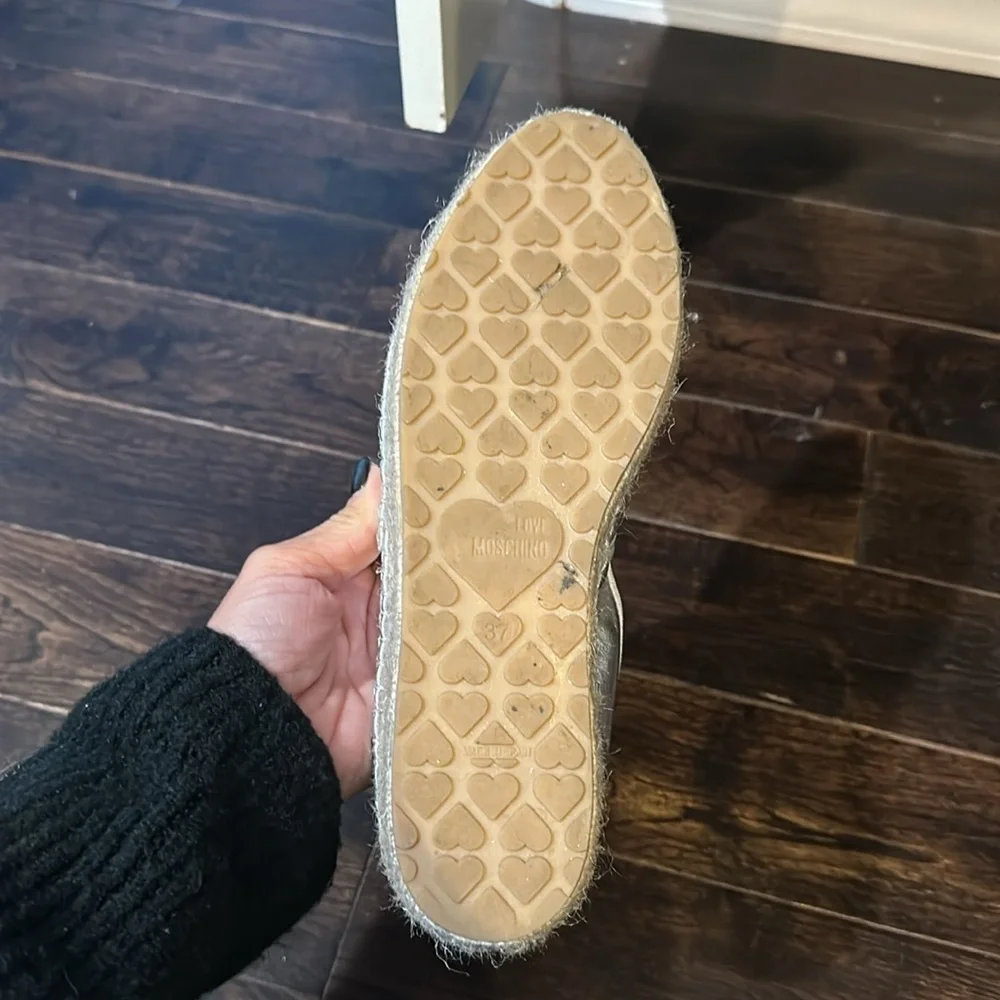 Love Moschino silver espadrilles size 37